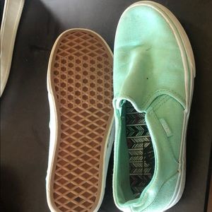 Mint green vans slides